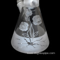 HIGH BOROSILICATE GLASS FLOWER AND SKULL PATTERN sandlasted glass smoking water pipe beaker shape glass bong